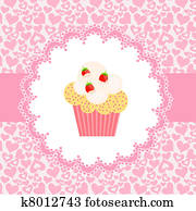 Card with a cupcake. vector illustration Card with a cupcake. vector illustration