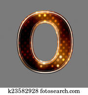 Christmas letter O with glowing light texture