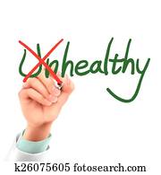 doctor writing healthy word