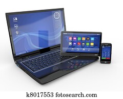 Electronics. Laptop, mobile phone and tablet pc