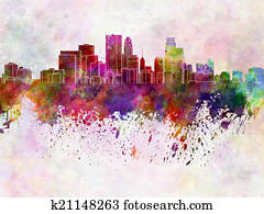 Minneapolis skyline in watercolor background Minneapolis skyline in watercolor background
