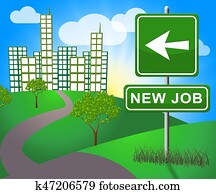New Job Sign Shows Employment 3d Illustration New Job Sign Shows Employment 3d Illustration