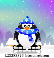 penguin skating on ice penguin skating on ice