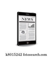 reading newspaper with smart phone reading newspaper with smart phone