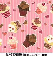 seamless, עוגה, pattern., וקטור, דוגמה
