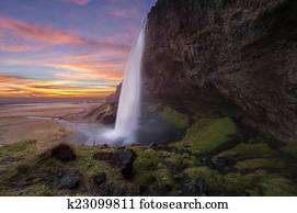 Seljalandsfoss waterfalls on the Iceland Seljalandsfoss waterfalls on the Iceland