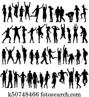 Silhouettes of women and men Silhouettes of women and men