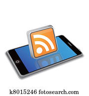 smart phone and RSS icon smart phone and RSS icon