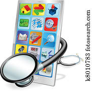 Smart phone or tablet pc health check concept Smart phone or tablet pc health check concept