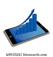smart phone with business graph smart phone with business graph