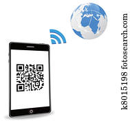 smart phone with QR code smart phone with QR code
