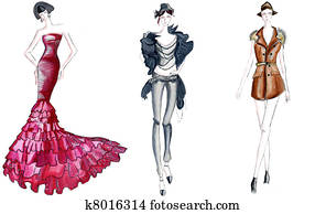 three fashion sketches three fashion sketches