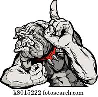 בולדוג, קמיע, גוף, וקטור, ציור היתולי