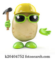 3d, bauhofarbeiter, kartoffel