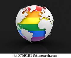 3d Globe with Gay Pride color 3d Globe with Gay Pride color