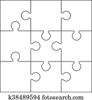 5x5 jigsaw puzzle template - irregular pieces Clipart | k4999540 ...