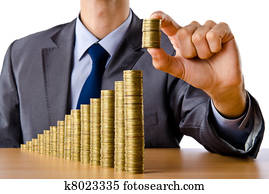 Businessman with golden coins