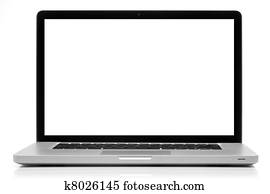 Laptop with blank screen isolated on white Laptop with blank screen isolated on white