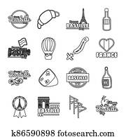 bundle of bastille day icons bundle of bastille day icons