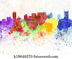 Nashville skyline in watercolor background Nashville skyline in watercolor background