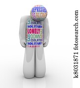 uno, solo, persona, triste, deprimido, en, soledad