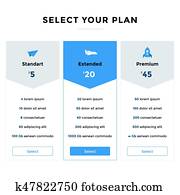 Web pricing table design with icons. Vector illustration. Web pricing table design with icons. Vector illustration.