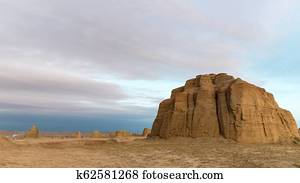 wind erosion landform landscape at dusk