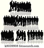 사람, 그룹, 백색 위에서