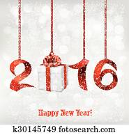 2016, ראשי שנה, רקע, עם, gift., vector.