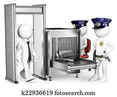 3D white people. Security control airport access. Metal detector 3D white people. Security control airport access. Metal detector
