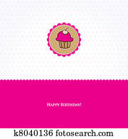 Birthday card with cute cupcake Birthday card with cute cupcake