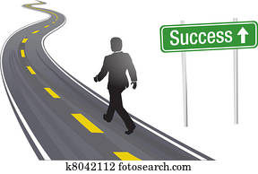 Business man walk road sign to Success Business man walk road sign to Success
