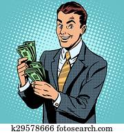 Businessman counting money dollars Businessman counting money dollars