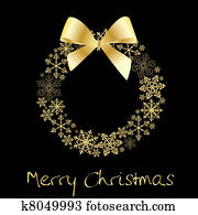 Christmas wreath with golden bow Christmas wreath with golden bow
