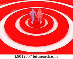 Game of darts with signs male and female. 3D image