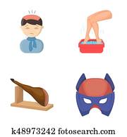 medicine, cosmetology, business and other web icon in cartoon style. Superman, cinema, fantasy, icons in set collection.