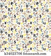 Seamless pattern major world currencies