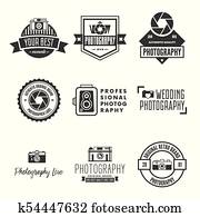 צילום, logos,, תגים, ו, מדבקות, עצב יסודות, set., מצלמה של צילום, בציר, סיגנון, objects.