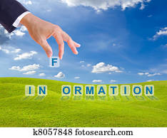 business man hand made information word buttons