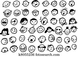 cute doodled faces
