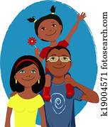 Happy cartoon family portrait