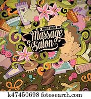 karikatur, niedlich, doodles, massage, rahmen karikatur, niedlich, doodles, massage, rahmen