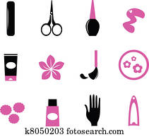 Manicure icons isolated on white ( wild pink & black ) Manicure icons isolated on white ( wild pink & black )