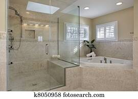 Master bath with glass shower Master bath with glass shower