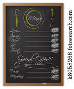 Menu on a blackboard Menu on a blackboard