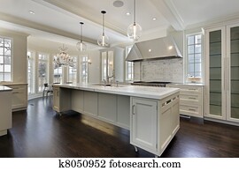 modernos, cozinha, em, novo, construção, lar