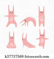 oavbrutet tjata, gör, yoga, poses., seamless, mönster, in, vector.