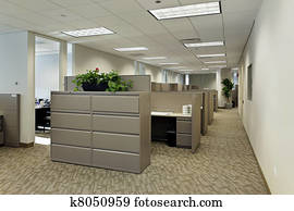Office space with cubicles