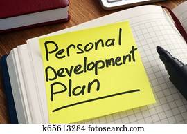 Personal development plan. Memo stick in the notepad. Personal development plan. Memo stick in the notepad.