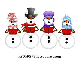 Snowman Carolers Singing Christmas Songs Illustration Snowman Carolers Singing Christmas Songs Illustration